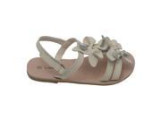 L Amour Girls Cream Flower Blossom Accent Velcro Strap Sandals 1 Kids