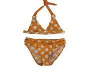 2B Real Little Girls Orange White Polka Dot Print 2Pc Bikini Swimsuit 4