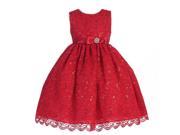 Crayon Kids Little Girls Red Lace Overlay Brooch Bow Occasion Dress 2T