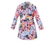 Richie House Little Girls Multi Color Floral Patterned Belted Trench Coat 4 5