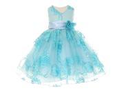 Little Girls Aqua Blue Tulle Embroidery Sequins Flower Girl Easter Dress 2T