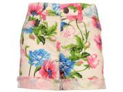 Ko Ko Ailis Little Girls White Colorful Floral Print Frayed Cuff Shorts 6
