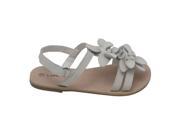L Amour Girls White Flower Blossom Accent Velcro Strap Sandals 7 Toddler
