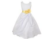 Big Girls White Yellow Bridal Dull Satin Sequin Flowers Occasion Dress 8