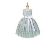 Cinderella Couture Big Girls Sage Lace White Sash Sleeveless Dress 14