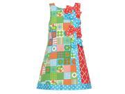 Bonnie Jean Little Girls Green Mixed Pattern Bow Accented Dress 2T