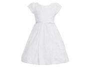 Sweet Kids Big Girls White Rosette Textured Flower Girl Dress 12