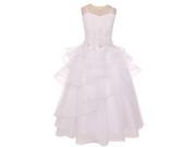 Chic Baby Little Girls White Lace Tiered Pageant Flower Girl Dress 6