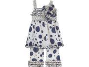 Isobella Chloe Little Girls Navy Moondance Two Piece Pant Outfit Set 6X