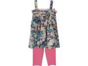 Isobella Chloe Little Girls Blue Orchid Two Piece Pant Outfit Set 2T