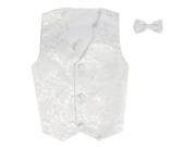 Lito Baby Boys White Paisley Poly Silk Vest Bowtie Special Occasion Set 12 24M