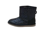 L Amour Girls Navy Glitter Faux Lined Suede Detail Boots 1 Kids