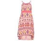 Big Girls Coral Kaleidoscope Print Boat Neck Hi Lo Sleeveless Dress 10