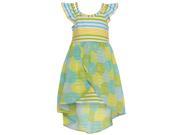Bonnie Jean Little Girls Turquoise Green Stripe Floral Pattern Hi Lo Dress 5