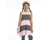 KidCuteTure Little Girls Pink Charcoal Stripes Carina Designer 2pc Outfit 2