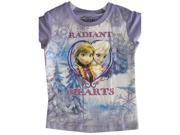 Disney Little Girls Light Purple Anna Elsa Characters Heart Print T Shirt 3T