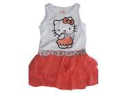 Hello Kitty Little Girls Orange White Sequined Applique Waistband Dress 5