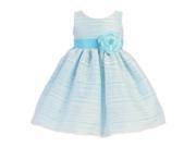 Lito Little Girls Blue Sleeveless Striped Organza Easter Flower Girl Dress 4T