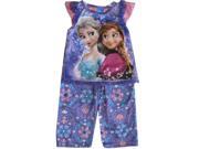 Disney Little Girls Purple Frozen Elsa Anna Flutter Sleeve 2 Pc Pajama Set 4T
