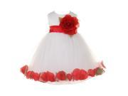 Baby Girls White Red Petal Adorned Satin Tulle Flower Girl Dress 12M