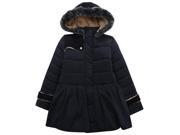 Richie House Little Girls Navy Bow Faux Trimmed Hood Padding Jacket 3 4