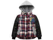 Richie House Little Boys Red Plaid Faux Leather Hooded Padding Jacket 5 6