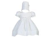 Lito Baby Girls White Cotton Smocked Christening Easter Hat Dress Set 6 12M