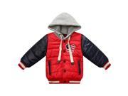Richie House Little Boys Red Contrasting Hooded Sporty Padding Jacket 2 3