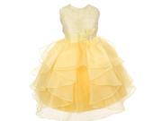 Little Girls Yellow Rhinestud Overlaid Flower Girl Dress 6