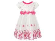 Richie House Little Girls White Pink Flowers Bead Adorned Princess Dress 6 7