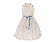 Kids Dream Little Girls Blue Dainty Floral Print Round Collar Summer Dress 6