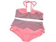 Gossip Girl Big Girls Pink Chevron Bandeau Top Short Bottom 2 Pc Swimsuit 16