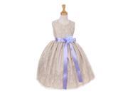 Cinderella Couture Big Girls Champagne Lace Lavender Sash Sleeveless Dress 8