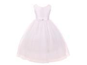 Little Girls White Lace Bodice Bow Attached Tulle Flower Girl Dress 2