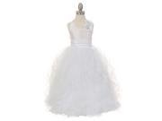 Cinderella Couture Big Girls White Taffeta Ruffle Mesh Pageant Dress 12