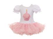 Little Girls Pink White Cupcake Birthday Applique Tulle Tutu Dress 2T