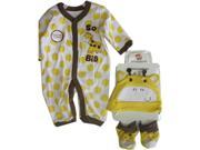 Buster Brown White Yellow Dot Hat Booties 3 Piece Onesie Set 6 9M