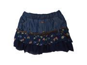 Richie House Little Girls Dark Blue Denim Braided Belt Chiffon Skirt 3 4