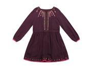 Richie House Big Girls Purple Cotton Ethnic Floral Embroidered Dress 6 7