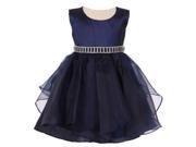 Baby Girls Navy Organza Taffeta Rhinestone Cascade Occasion Dress 12M