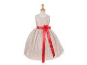 Cinderella Couture Big Girls Champagne Lace Red Sash Sleeveless Dress 12