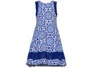 Bonnie Jean Little Girls Blue Floral Kaleidoscope Print Lace Detail Dress 6X