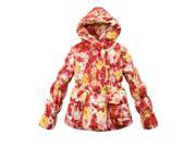 Richie House Little Girls Red Yellow Floral Print Allover Padded Jacket 2 3