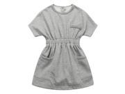 Richie House Little Girls Grey Patch Pockets Elastic Waist Dress 6