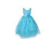 Big Girls Turquoise 3 Layer Organza White Sash Flower Girl Easter Dress 12