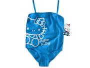 Hello Kitty Little Girls Royal Blue White Print One Piece Swimsuit 5 6