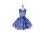 Cinderella Couture Big Girls Royal Blue Floral Lace Skater Occasion Dress 10