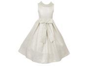 Cinderella Couture Big Girls White Silver Teardrop Jacquard Pearl Dress 12