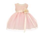 Baby Girls Pink Two Tone Lace Satin Ribbons Corsage Flower Girl Dress 12M