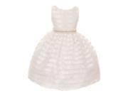 Kids Dream Little Girls Ivory Organza Chenille Stripe Flower Girl Dress 2